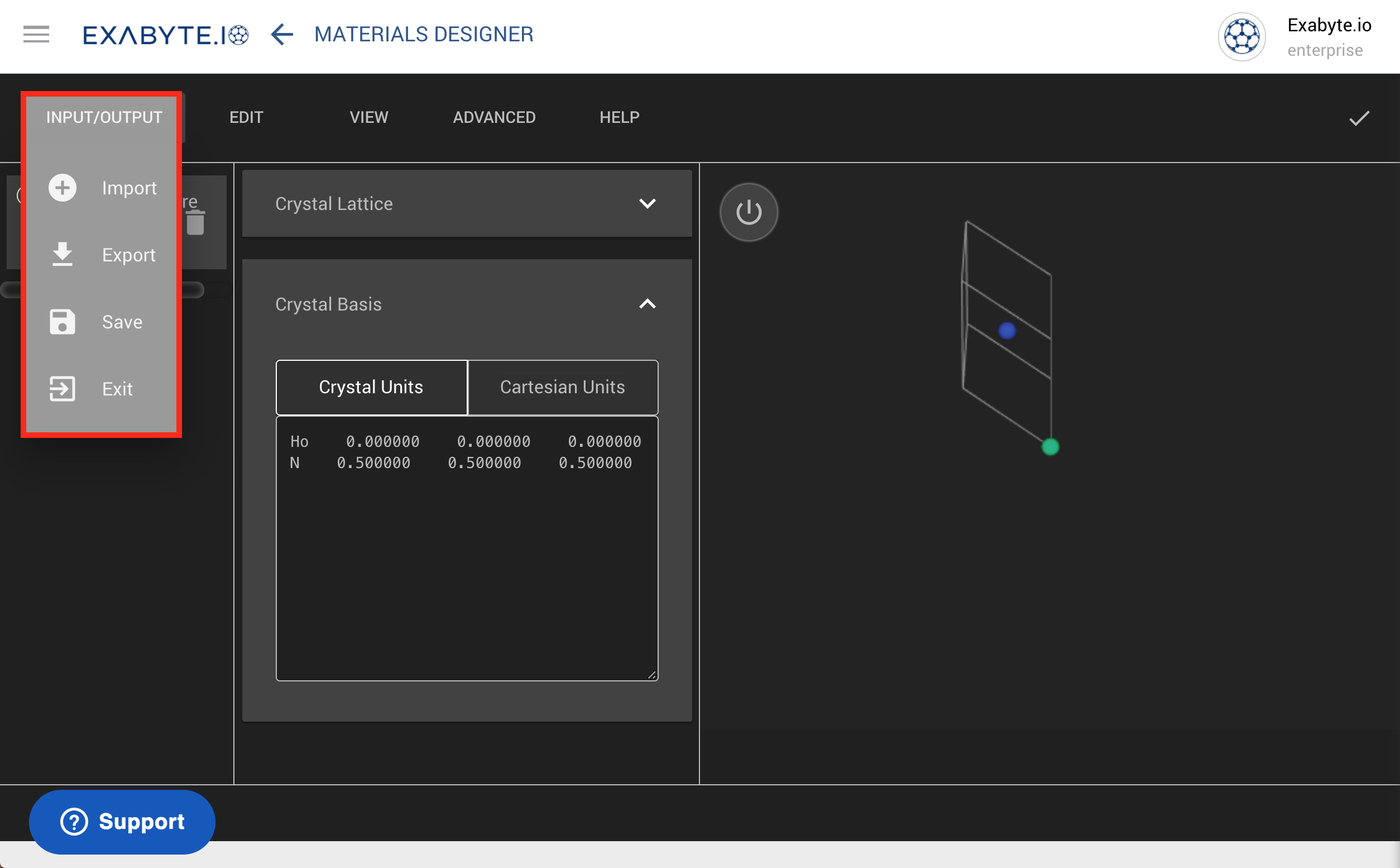 Input/Output Menu Input/Output Menu